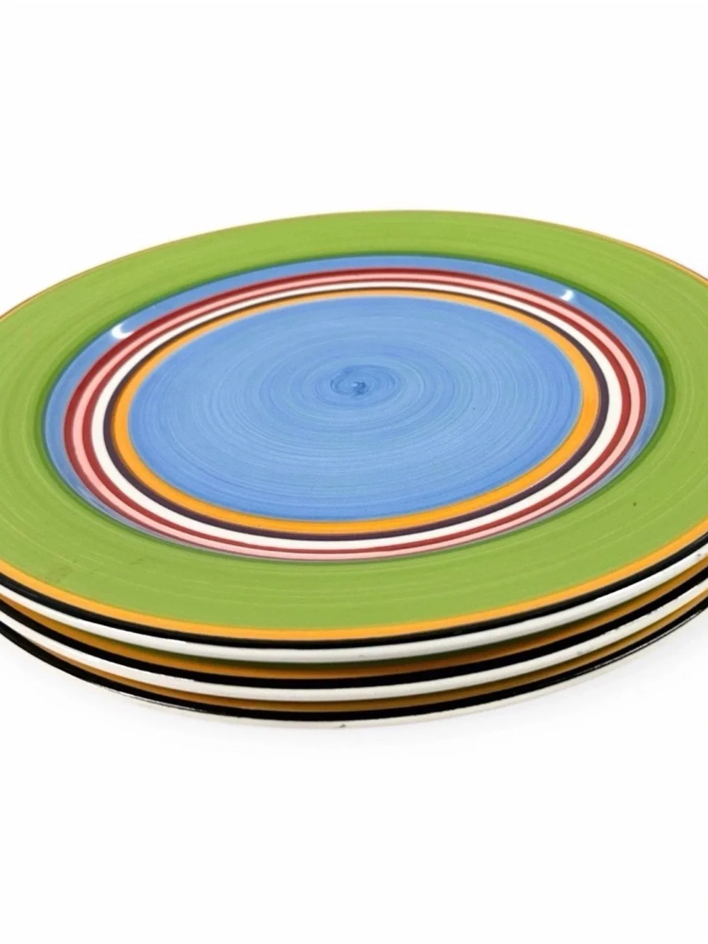 Vintage Salsa by Block Dinner Plates 11” Multicolor Striped Stoneware Set Of 3